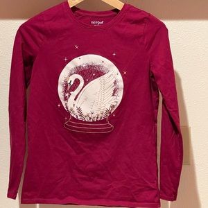 *like new* Cat & Jack burgundy long sleeve tee shirt. Size XL/14/16. Snow globe.